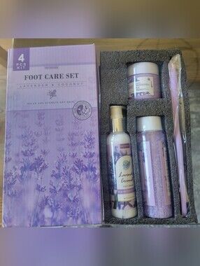 Lavender Foot Soak Set, Salts, Foot File, Scrub & Urea Cream Pedicure Supplies.